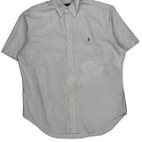 Ralph Lauren Striped Short Sleeve Shirt - Large Blue Cotton