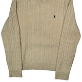 Merino And Angora Polo By Ralph Lauren Cable Knit Sweater - XL Cream Merino Wool Blend