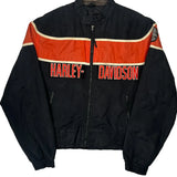 Racing Harley Davidson Spellout Bomber Jacket - Large Black Nylon