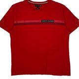 Tommy Hilfiger Striped T-Shirt - XL Red Cotton Blend