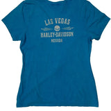 Las Vegas Harley Davidson Graphic T-Shirt - Large Blue Cotton