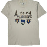Alaska The Last Frontier Fruit Of The Loom Single Stitch T-Shirt - Large Cream Cotton