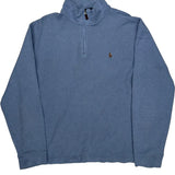 Polo By Ralph Lauren 1/4 Zip - Large Blue Cotton
