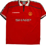 1998-00 Manchester United Umbro Home Football Shirt - XL Red Polyester