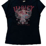 Harley Davidson Graphic T-Shirt - Large Black Cotton