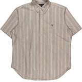 Ralph Lauren Striped Short Sleeve Shirt - Large Pink Cotton
