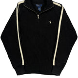 Polo By Ralph Lauren Striped 1/4 Zip - Small Black Cotton