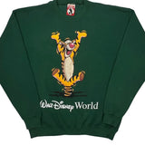Tigger Graphic Disney Cartoon Sweatshirt - Large Green Cotton