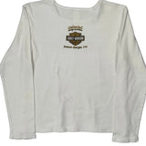 Wild At Heart Harley Davidson Graphic Long Sleeve T-Shirt - Large White Cotton