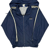 Adidas Striped Windbreaker - XL Navy Nylon