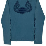 Motorcycle Harley Davidson Graphic Hoodie - Large Blue Cotton