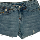 True Religion Mini Denim Shorts - 28W US 2 Blue Cotton