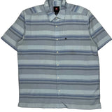 Quiksilver Striped Short Sleeve Shirt - Large Blue Cotton