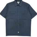 Carhartt Short Sleeve Shirt - Large Blue Polyester Blend