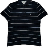 Nautica Striped Polo Shirt - Small Navy Cotton