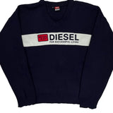 Diesel Spellout Sweater - Large Navy Cotton