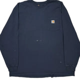 Carhartt Long Sleeve T-Shirt - 2XL Navy Cotton