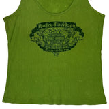 Harley Davidson Graphic Tank Top - Large Green Cotton