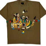 Native American Art Habitat Graphic T-Shirt - Large Brown Cotton