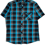 Quiksilver Checked Short Sleeve Shirt - 2XL Blue Cotton