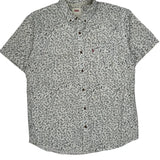 Levis Floral Short Sleeve Shirt - Large Black Cotton