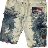 American Flag Patch Heritage America Denim Shorts - 34W 10L Blue Denim