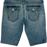 True Religion Contrast Stitch Denim Shorts - 28W UK 8 Light Wash Denim