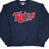 Twins Fruit Of The Loom Spellout Sweatshirt - XL Navy Cotton