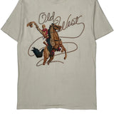 Single Stitch Old West Graphic Hanes T-Shirt - Medium Cream Cotton