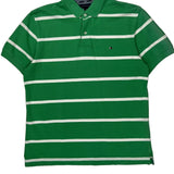 Tommy Hilfiger Striped Polo Shirt - Large Green Cotton