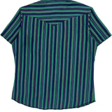 Wrangler Striped Short Sleeve Shirt - XL Green Cotton