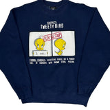 Tweety Bird Graphic Warner Bros Cartoon Sweatshirt - Large Blue Cotton