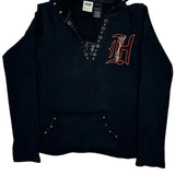 Harley Davidson Studded Hoodie - Large Black Cotton Blend