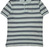 Tommy Hilfiger Striped Polo Shirt - Medium White Cotton