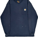 Carhartt Long Sleeve T-Shirt - Medium Navy Cotton
