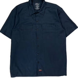 Dickies Short Sleeve Shirt - Large Navy Polyester Blend