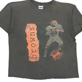 Single Stitch Cleveland Browns Salem Football T-Shirt - XL Gray Cotton