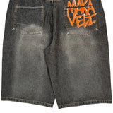 Tupac Markaveli Graphic Denim Shorts - 44W 13L Grey Cotton