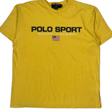 Ralph Lauren Polo Sport Spellout T-Shirt - Large Yellow Cotton