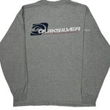Quiksilver Spellout Long Sleeve T-Shirt - Large Gray Cotton