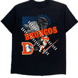 Denver Broncos Unbranded Single Stitch T-Shirt - Large Blue Cotton