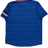 Nike Striped Polo Shirt - XL Blue Polyester