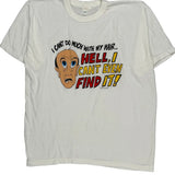Single Stitch Bald Funny Anvil Graphic T-Shirt - XL White Cotton