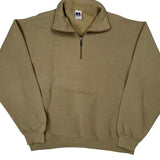 Russell Athletic 1/4 Zip - Large Beige Cotton