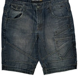 Unbranded Double Knee Denim Shorts - 38W 12L Dark Wash Denim