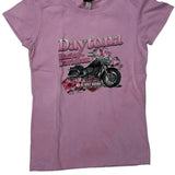 Age 10-12 Harley Davidson Graphic T-Shirt - Medium Pink Cotton