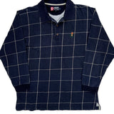 Chaps Ralph Lauren Checked Long Sleeve Polo Shirt - Large Navy Cotton
