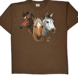 Single Stitch Horse Print The Mountain Graphic T-Shirt - XL Brown Cotton