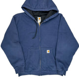 J149 Carhartt Hoodie - Large Blue Cotton Blend