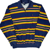 Polo By Ralph Lauren Striped 1/4 Zip - XL Blue Cotton